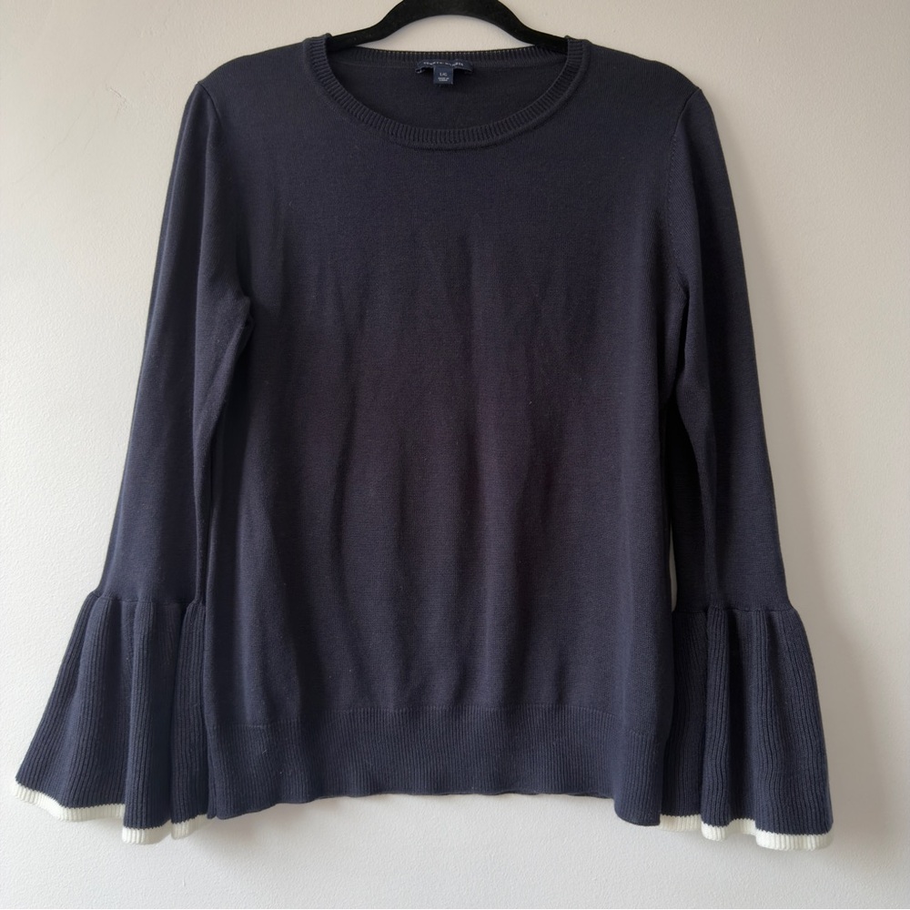 Tommy Hilfiger Black Long-Sleeve Knit Top with Flared Cuffs
